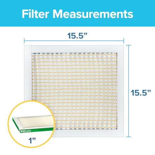 Filtrete 15.5x15.5x1 AC Furnace Air Filter, MPR 700, MERV 8, Tough on Pollen, Easy on Airflow, 3-Month Pleated 1-Inch Electrostatic Air Cleaning Filter, 4-Pack - size: 15.5x15.5x1