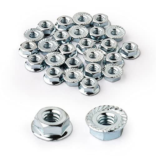 POWERTEC QLN1202 Serrated Flange Hex Lock (M10) Nuts | Premium Carbon Steel Zinc Plated Fasteners – 25 Pack - style: Flange M10