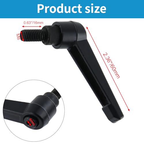 Clamping Lever Handles M8 x 16mm Push Button Ratchet Lever Male Threaded Stud Adjustable Handles Hand Knobs Rotating Screw Handles Bolts with Locking Lever -4pcs - size: M8 x 16mm