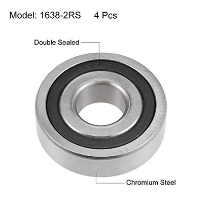 uxcell 1638-2RS Deep Groove Ball Bearings Z2 3/4 X 2 X 9/16inch Double Sealed Chrome Steel 4 Pcs - size: 3/4"x2"x9/16"