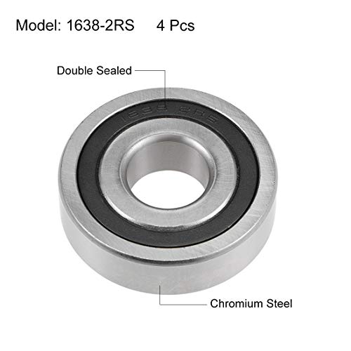 uxcell 1638-2RS Deep Groove Ball Bearings Z2 3/4 X 2 X 9/16inch Double Sealed Chrome Steel 4 Pcs - size: 3/4"x2"x9/16"