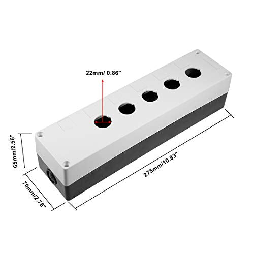 uxcell Push Button Switch Control Station Box 22mm 5 Button Hole Waterproof Black and Grey