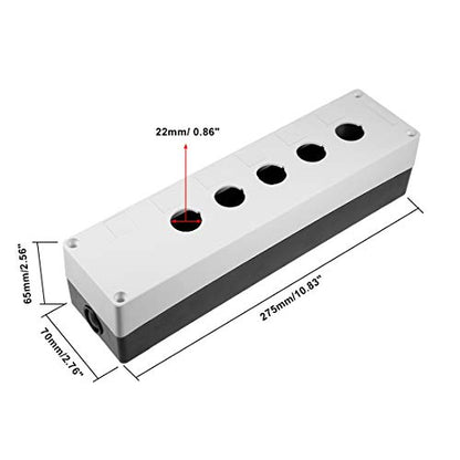 uxcell Push Button Switch Control Station Box 22mm 5 Button Hole Waterproof Black and Grey