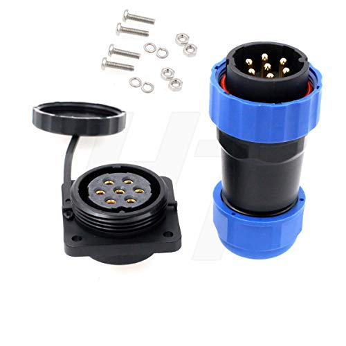 HangTon HE29 7 Pin Connector Industrial Marine Power Plastic Aviation Waterproof IP68 Outdoor Wire Plug Panel Mount Socket (7 pin 25A 380V) - size: 7 pin 25A 380V