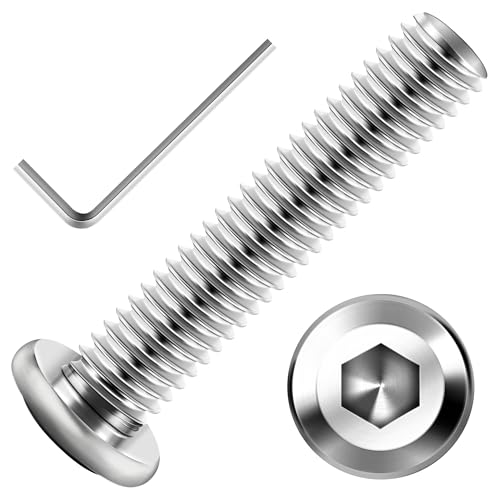 30Pcs M8 x 35mm M8 Bolts Flat Head M8x1.25 Bolt Hex Socket Cap Screws Bolts, M8 Screws 304 Stainless Steel Furniture Screws Full Thread, Bright Finish & Hex Spanner by Mywish - color: Silver-M8, size: 35mm