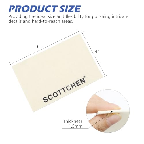SCOTTCHEN 4Pcs Wool Cloths for Buffing,Polishing and Lapping, 6" x 4" x 1.55mm,Ideal for Lapidary, Jewelry,Glass,and Metalworking ect.