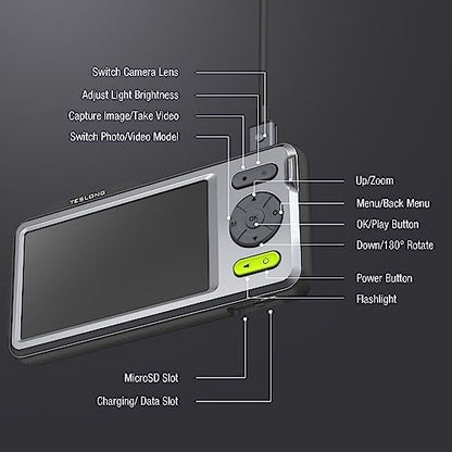 Teslong 5mm Dual Lens Borescope Camera for Home/Automotive/Pipe/Car/Wall - size: 5FT