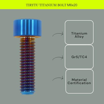 M6x20 Titanium Bolts Hex Socket Cap Screw, Burnt Blue, 4PC - color: Burnt Blue, size: M6X20