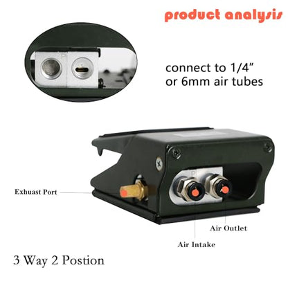 RIH Pneumatic Foot Pedal Valve1/4 NPT Pressure Control Foot Switch with Silencer (3Way 2Position(FV320)) - style: 3Way 2Position(FV320)