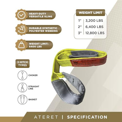 ATERET Twisted Eye Polyester Lift Sling I 1" x 10 feet I Heavy Duty Lifting Web Sling I (1" x 10') - size: 1" x 10'