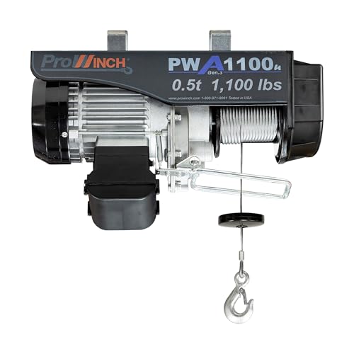 Prowinch Electric Hoist, 110V/120V, 1100lbs Lifting Capacity, 38ft Lifting Height, Wired Remote Control, Upper & Lower Limit Switches for Home Improvement, Warehouse Clearance, Garage Hoist System - size: 1100 lb Wired Remote