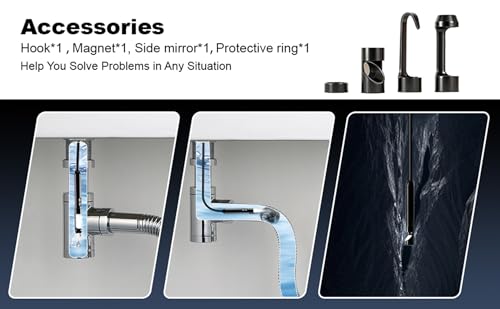 Dual-Lens Endoscope Camera with Light, POLEDY 1920P HD Borescope, 8 Adjustable LED Light, IP67 Waterproof, 16.4ft Snake Camera, Semi-Rigid Cable Inspection for Android, iOS - style: Dual Lens