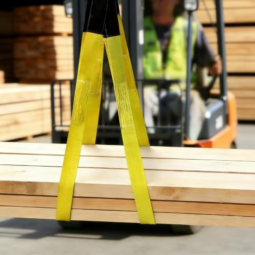 Polyester Lift Sling Web Straps 1 in x 8 ft 4000 lbs WLL 6-Pack, RUGOACE - color: 6pk yellow