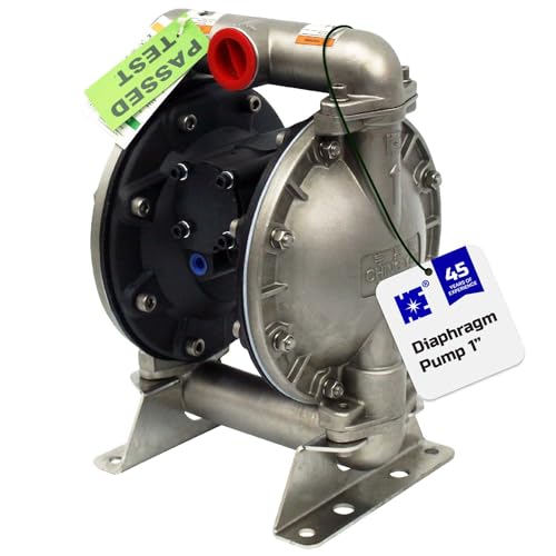COSMOSTAR D0306 1" Stainless Steel Double Air Diaphragm Pump, Aluminum Body, Teflon Ball, seat and Diaphragm, Pump Muffler, Pump, Chemical Pump, Waste Oil Pump, Pneumatic Oil Pump, Diaphragm Pumps - size: D0306 1" Stainless Steel