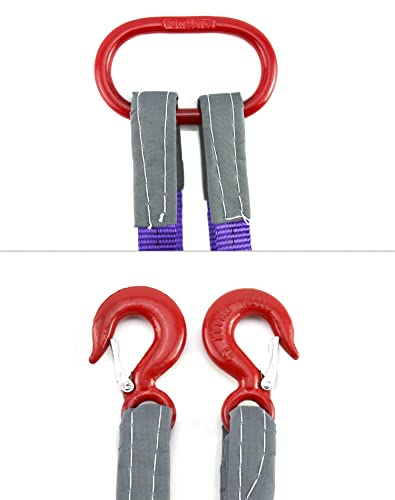 QWORK Lifting Slings Straps with Hooks - 5 Feet, 4409 Pounds Capacity, 2 Pack Polyester Webbing - Purple Rigging Straps for Engines, Cranes, Hoists