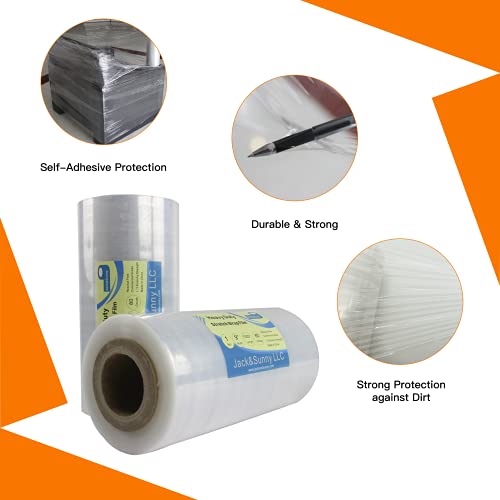 Clear Industrial Strength Mini Hand Stretch Wrap Film 9" 1000ft - 80 Gauge(20 Micron) Cling Commercial Plastic Pallet Supplies Shrink Mini Wrap for Moving Shipping Packing 1 roll - size: 9''clear