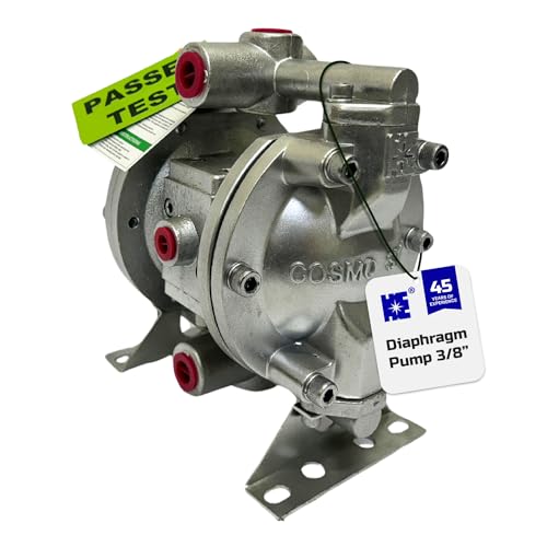 COSMOSTAR D0902 3/8" Double Air Diaphragm Pump, Aluminum Body, Teflon Ball, seat and Diaphragm, Pump Muffler, Pump, Chemical Pump, Waste Oil Pump, Pneumatic Oil Pump, Diaphragm Pumps - size: D0902 3/8" Aluminum