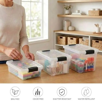 Superio 2.3 Quart Clear Plastic Storage Containers with Lids, Stackable Organizer Bins, BPA-Free Storage Boxes for Home, Office, Dorm & Classroom, 1 Pack - size: 2.3 Quart
