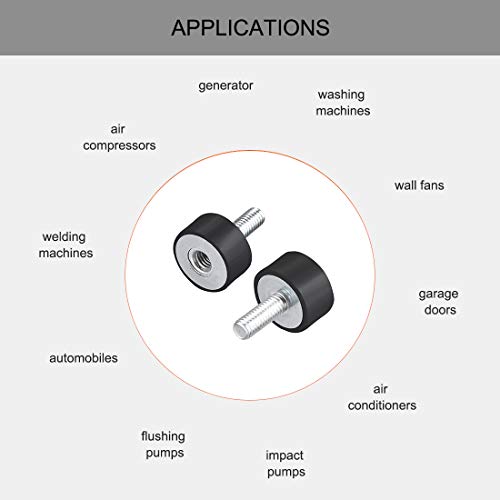 uxcell M6 Male Female Rubber Mounts,Vibration Isolators,Shock Absorber 20mm x 10mm 8pcs - size: M6x20mmx10mm