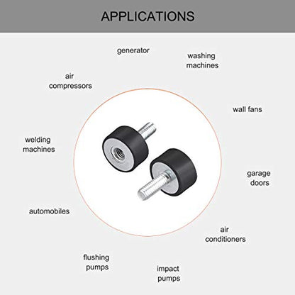 uxcell M6 Male Female Rubber Mounts,Vibration Isolators,Shock Absorber 20mm x 10mm 8pcs - size: M6x20mmx10mm