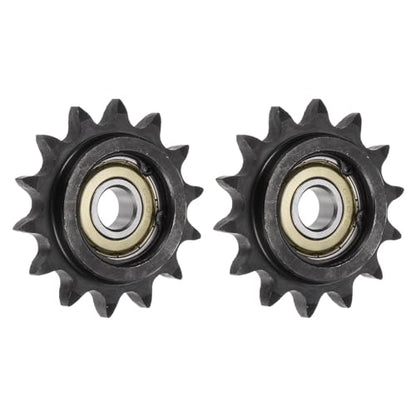 uxcell 2pcs ANSI #40 / DIN(ISO)08A Roller Chain Idler Sprocket 12mm Bore, 1/2" Pitch, Hardened 14 Tooth Tensioner Sprocket, Insert 2 Bearings (B Type)
