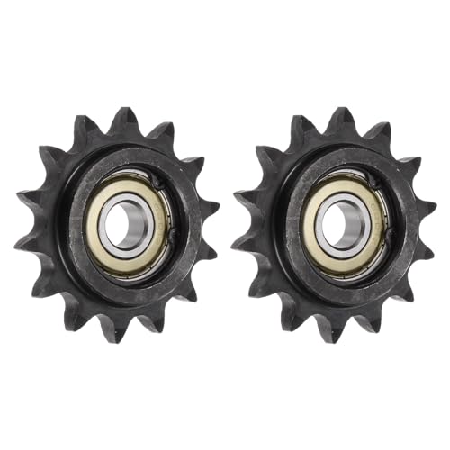 uxcell 2pcs ANSI #40 / DIN(ISO)08A Roller Chain Idler Sprocket 12mm Bore, 1/2" Pitch, Hardened 14 Tooth Tensioner Sprocket, Insert 2 Bearings (B Type)