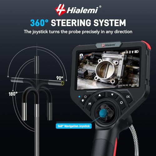 3.9mm 360° Articulating Borescope 4-Way Endoscope Camera with Light - size: 3.9mm