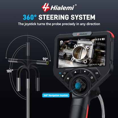 3.9mm 360° Articulating Borescope 4-Way Endoscope Camera with Light - size: 3.9mm