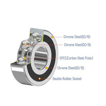 627-2RS 4 PCS Deep Groove Ball Bearing 7×22×7mm Double Black Rubber Sealed Ball Bearing Chrome Steel P0 Z2 Bearing for Industrial Machine,Power Tools and Mechanical Equipment - size: 627-2RS Size 7×22×7mm