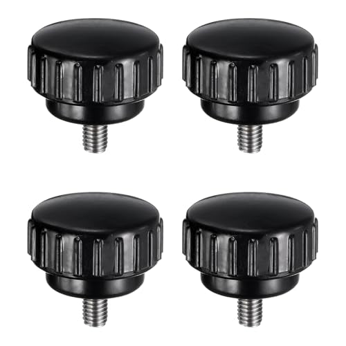 uxcell 4pcs Knurled Clamping Knobs M5 x 8mm Metric 304 Stainless Steel Male Thread Thumb Screw on Type 25mm Plastic Round Head Threaded Hand Bolt Stud Knobs Black - size: M5 x 8mm x 25mm