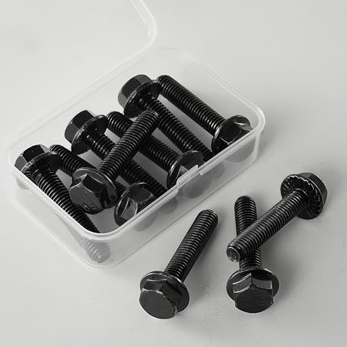 M8 x 35mm Flanged Hex Head Bolts Flange Hexagon Screws, M8x1.25 Bolt, 10.9 Grade Alloy Steel, Hexagon Head Bolts, Black Zinc Finish, Full Thread, Quantity 10 - size: M8 x 35mm(10PCS)