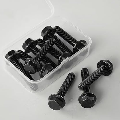 M8 x 40mm Flanged Hex Head Bolts Flange Hexagon Screws, M8x1.25 Bolt, 10.9 Grade Alloy Steel, Hexagon Head Bolts, Black Zinc Finish, Full Thread, Quantity 10 - size: M8 x 40mm(10PCS)