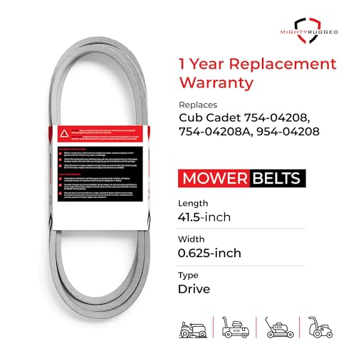 954-04208A Upper Drive Belt Replacement for Cub Cadet, Length 41", Heavy-Duty Aramid Cord Belt Replaces 954-04208, 754-04208 for Craftsman Troy Bilt LTX 1040 YT4219 T100 T3000 LT2200 TB42 TB46 Bronco - size: 41" x 5/8"