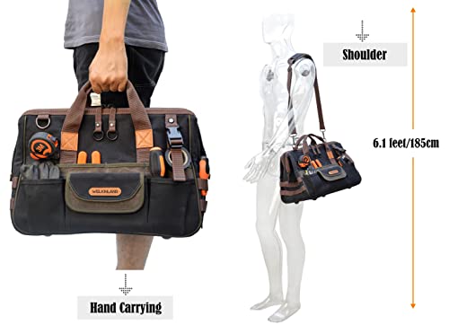 WELKINLAND 32-Pocket Waxed Canvas Tool Bag, 16" HVAC Tool Bag For Men