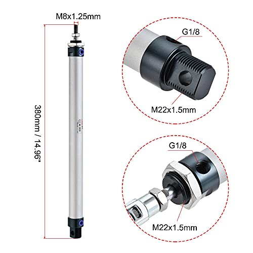 uxcell Pneumatic Air Cylinder 20mm Bore 250mm Stroke with Y Connector and Quick Fittings, MAL 20x250, for Automatic Equipment - size: 20mmx250mm