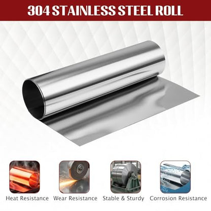 304 Stainless Steel Foil Roll, 0.4mm x 200mm x 1M Stainless Steel Sheet, Metal Foil for Crafts, Electronic Equipment, Industry Machinery, Hardware - size: 0.4mm x 200mm x 1M
