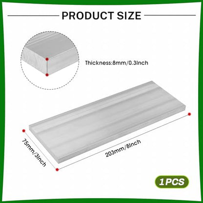 6061 Aluminum Flat Bar, 0.3" Thickness X 3" Width X 8" Length Aluminum Flat Plate, Solid Aluminum Bar for Crafting, Industrial Building - size: 0.3" X 3" X 8"