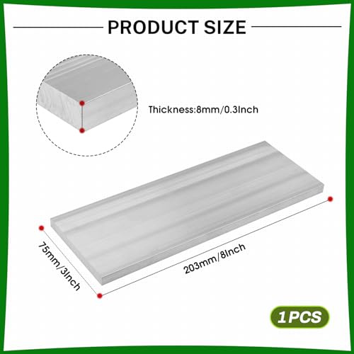 6061 Aluminum Flat Bar, 0.3" Thickness X 3" Width X 8" Length Aluminum Flat Plate, Solid Aluminum Bar for Crafting, Industrial Building - size: 0.3" X 3" X 8"