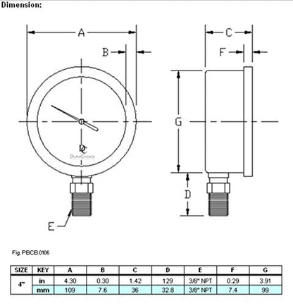 4" SS Oil Filled Vacuum Pressure Gauge, 3/8" NPT Lower Mount, 30HG/15PSI - size: [-30HG/15PSI]