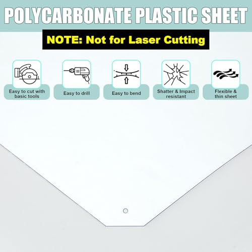 Beeveer 1 Pcs Clear Polycarbonate Sheet 12 x 96 Inch Plastic Panel Roll - size: 12 x 96 inches