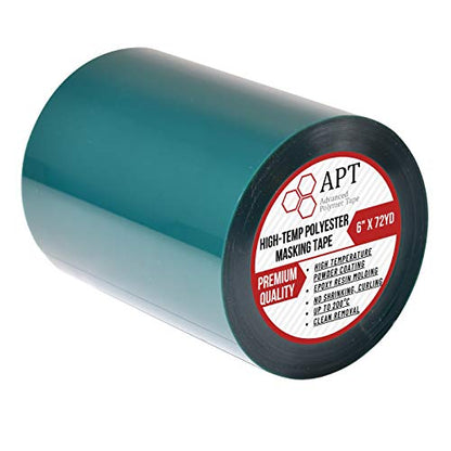 APT,2 Mil Polyester Tape with Silicone Adhesive, PET Tape, high Temperature Tape, 3.5 mil Thickness, Powder Coating, E-Coating (1, 6" x 72Yds) - size: 6" x 72Yds