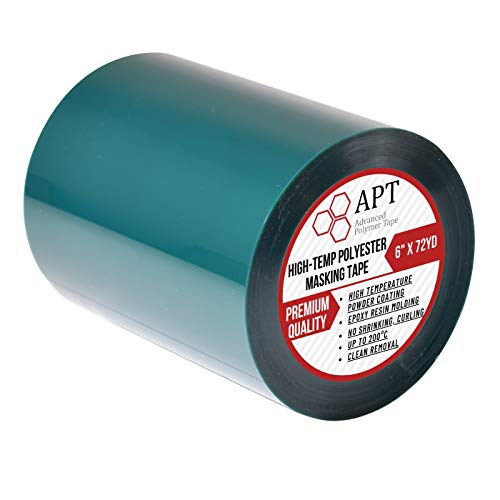 APT,2 Mil Polyester Tape with Silicone Adhesive, PET Tape, high Temperature Tape, 3.5 mil Thickness, Powder Coating, E-Coating (1, 6" x 72Yds) - size: 6" x 72Yds