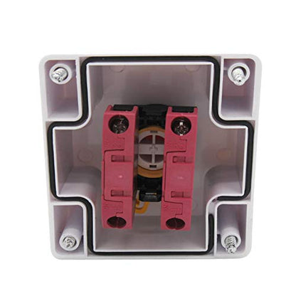 TWTADE / 22mm 2 NC Red Sign Mushroom Emergency Stop Push Button Switch Station 10A 600V Stop Switch Box YW1B-V4E02R-BOX - color: White with Box, size: 2NC
