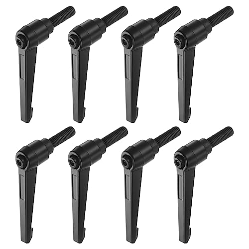 HARFINGTON 8pcs Adjustable Clamping Lever Handles M10 x 25mm Male Thread Bolt Knobs Rotating Screw Locking Quick Release Ratchet Push Button Handle, Black - size: M10 x 25mm