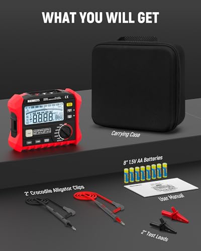 KAIWEETS Megohmmeter Insulation Tester 0.1MΩ-200GΩ 2500V DAR/PI Ohm Meter