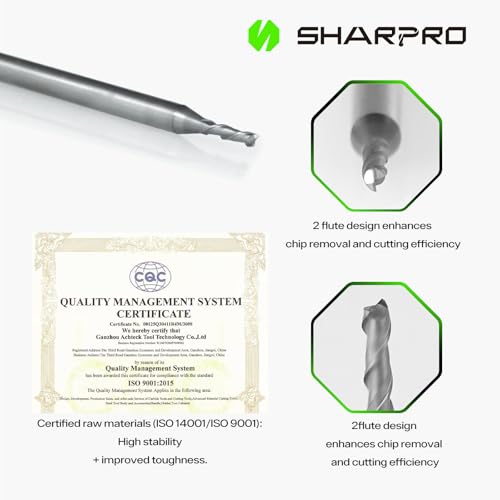 1/16'' Shank Carbide End Mills, 2 Flute Square End Mill Bits (5PCS) - size: 1/16 in(2 Flute)