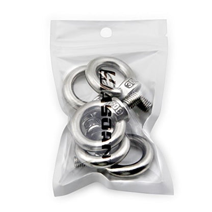 Yasorn 5pcs M8/0.32" Stainless Steel 304 Lifting Ring Eye Bolt Set - Heavy Duty Industrial Grade, Corrosion Resistant, Silver, Perfect for Hoisting and Securing Loads - size: M8