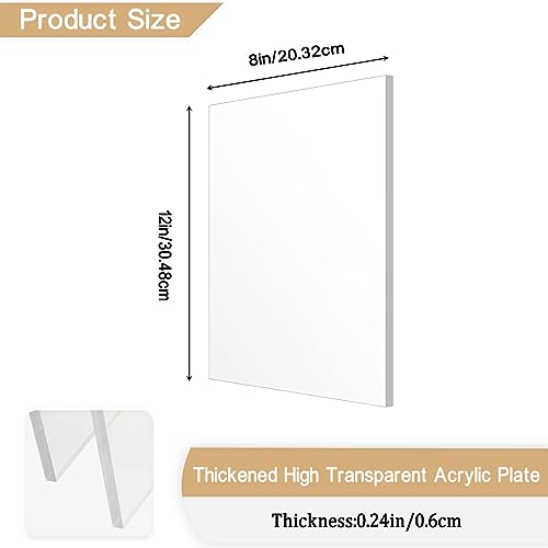 Clear Acrylic Sheet Plexiglass,1/4" Thick (6mm) Cast Acrylic Glass Sheet,Plexiglass Sheet for Craft Projects,Signs,Painting,Windows Replacement (2 Piece 8''x12'') - size: 2 piece 8"×12'' 6mm