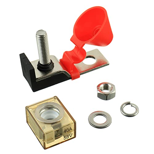 40 AMP MRBF Terminal Block Fuse Holder Single Stud 5/16" (M8) Compact Rated Battery Fuse 40A - size: 40A