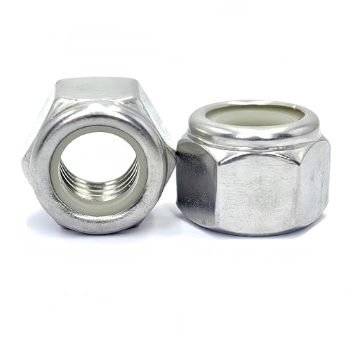 10Pcs 1/2"-13 Nylon Insert Hex Lock Nuts, 304 Stainless Steel Locknuts,Standard Inch Thread Nylock Nuts,Silver Tone - color: Silver, size: 1/2"-13